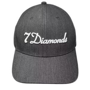 7 Diamonds Baseball Cap Gray White Black Hat OS Strapback Embroidered Logo Fit